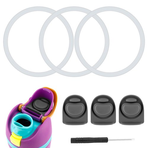 3pcs Bottle O Seal Ring & 3pcs Gasket Replacement Stopper for Owala FreeSip Cap, Silicone Water Bottle Plug Stopper BPA Free Top Lid Mouth Parts Compatible with Owala FreeSip 24oz 32oz (Grey 1)
