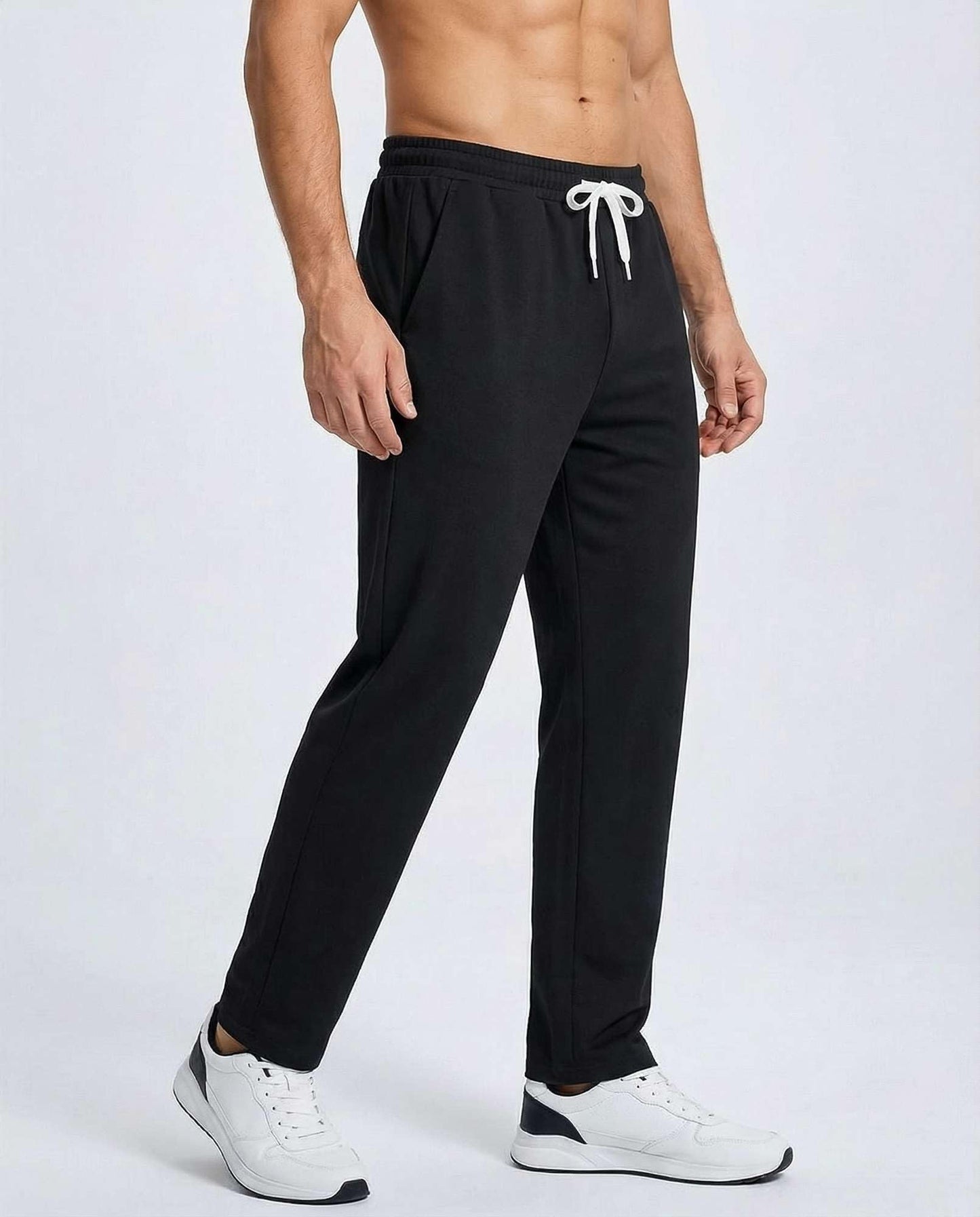 Real Essentials 3 Pack: Men's French Terry Open Bottom Sweatpants - Casual Lounge Comfort Gym with Pockets- Set 3,L
