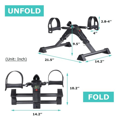 URRED Pedal Exerciser Stationary Under Desk Mini Exercise Bike- Hand, Arm & Leg Exercise Peddling Machine - Low Impact, Adjustable Fitness Rehab Equipment for Seniors (Black)