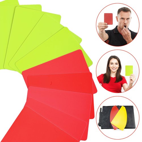 Qianyu 10pcs Professional Sports Soccer Referee Cards Red Yellow Cards Referee Warning Penalty Cards Judge Accessory Warning Ejection Delay Game Judge Cards for Sport Competition Training (10)