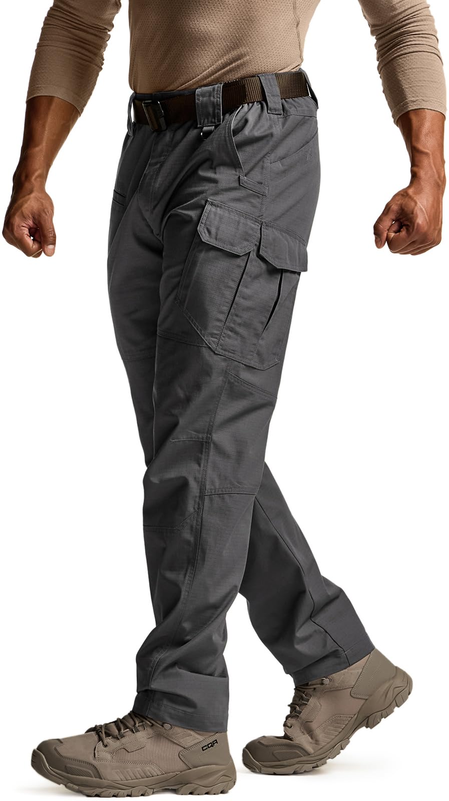 CQR Men's Tactical Pants, Water Resistant Ripstop Cargo Pants, Lightweight EDC Work Hiking Pants, Outdoor Apparel, Raider Mag Pocket Charcoal, 38W x 32L