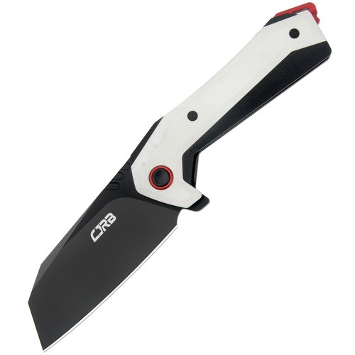 CJRB Tigris Pocket Knife, Folding Knife with AR-RPM9 Powder Steel Black PVD Blade Black & White G10 Handle for EDC Camping Hunting (J1919)