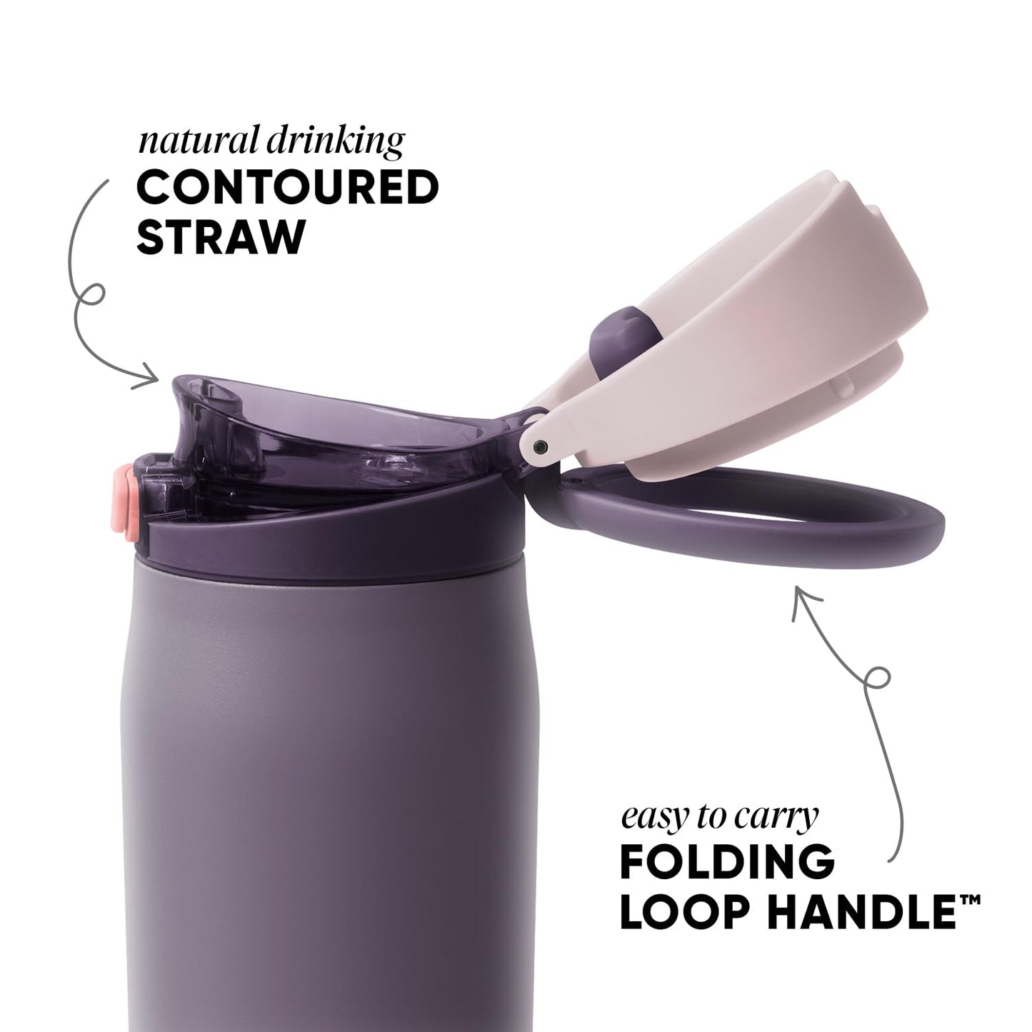 Simple Modern Mesa Loop Water Bottle with Covered Straw and Handle | 30oz Cup Holder Friendly Insulated Stainless Steel Bottles for Travel, Sports and School | Iris Sage