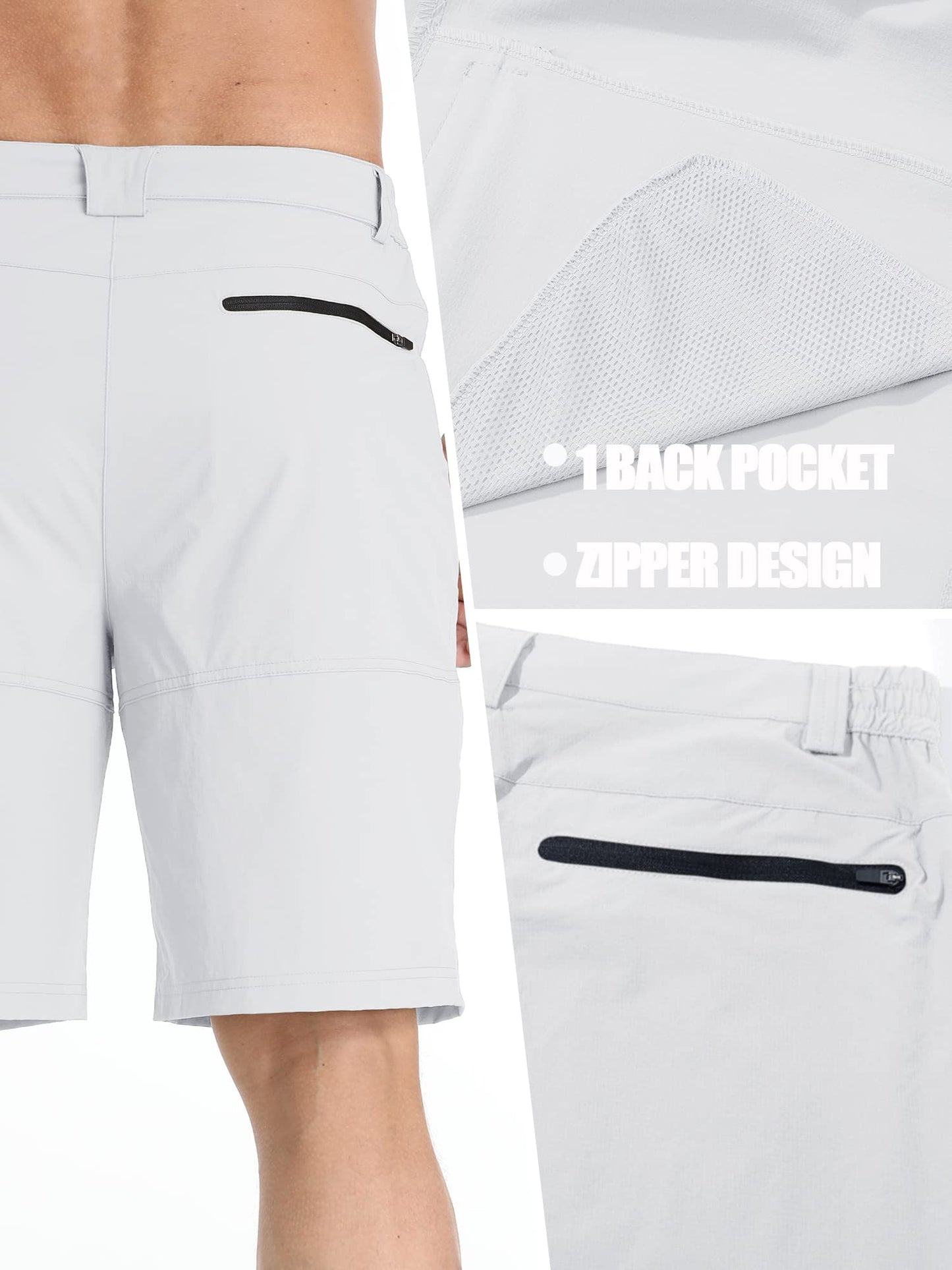 TACVASEN Mens Golf Shorts 10" Cargo Casual Dress Shorts Quick Dry Water Resistant Summer Hiking Travel Business Zipper Pockets White 32