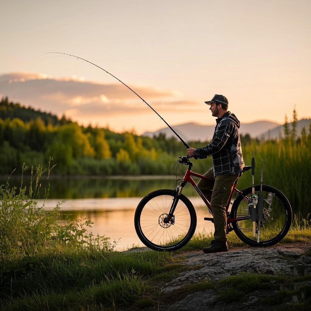 2-Tubes Fishing Rod Holder for Bike, Bike Fishing Pole Holder and Carrier,Rod Rack for Bicycle Fishing,Perfect Fishing Gift