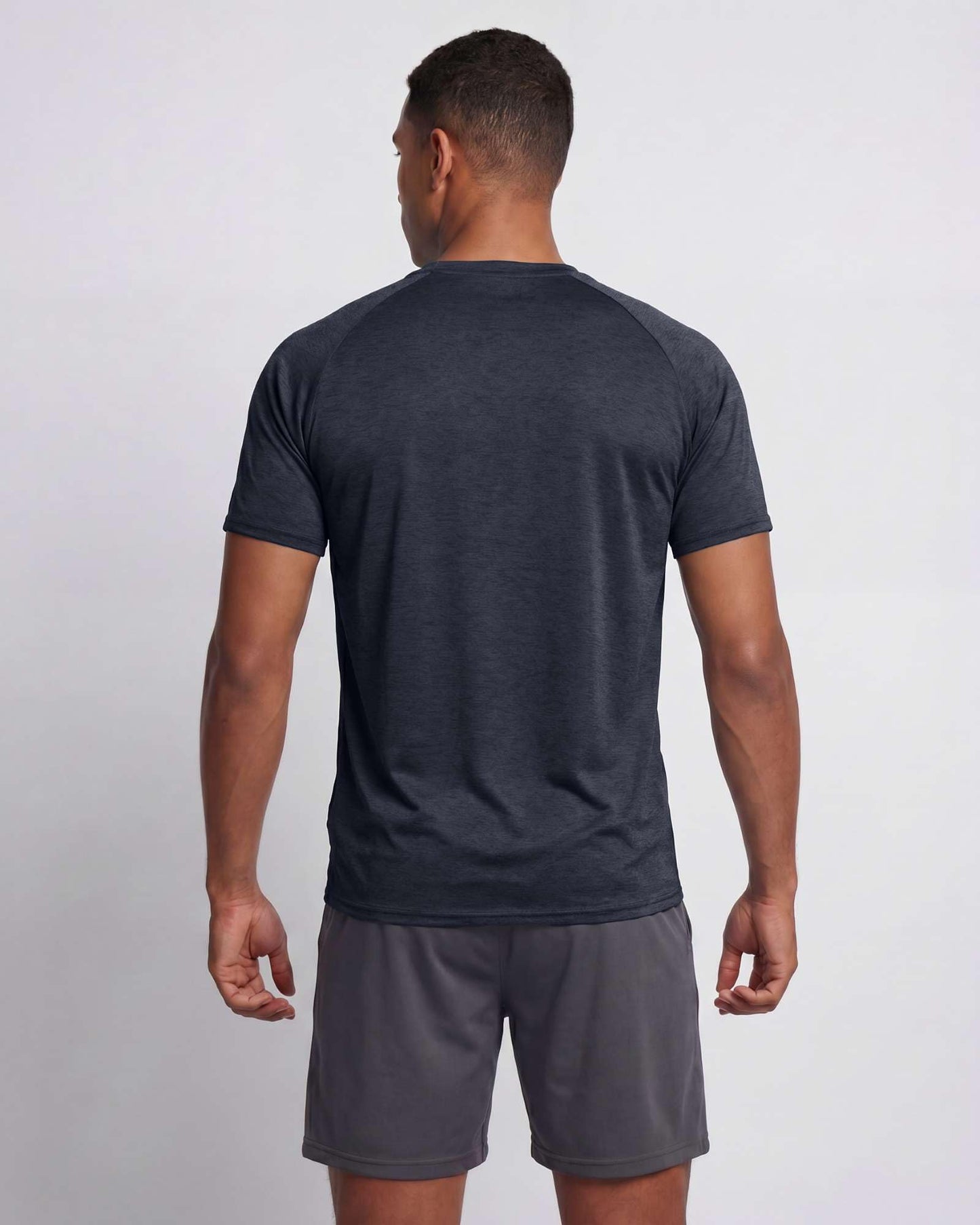 Real Essentials 5 Pack: Men's Dry-Fit Short Sleeve Crew Neck T Shirts Fitness Running Gym Workout Cool Exercise Athletic Tee, Set 13, Large