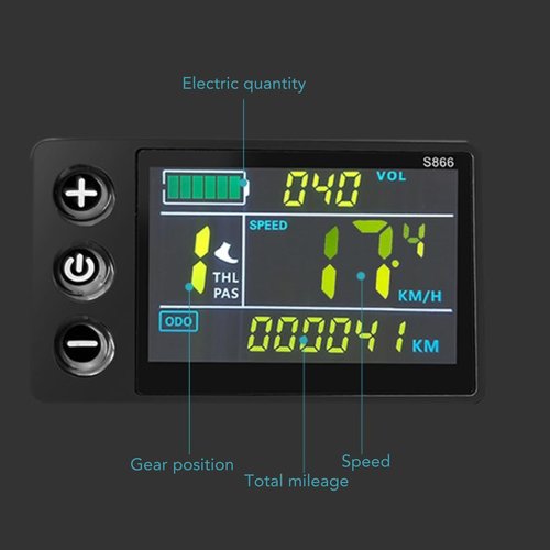 Electric Bike LCD Display Meter ABS LCD S866 Electric Scooter Color Screen Display Control Panel for Lithium Modification Accessories