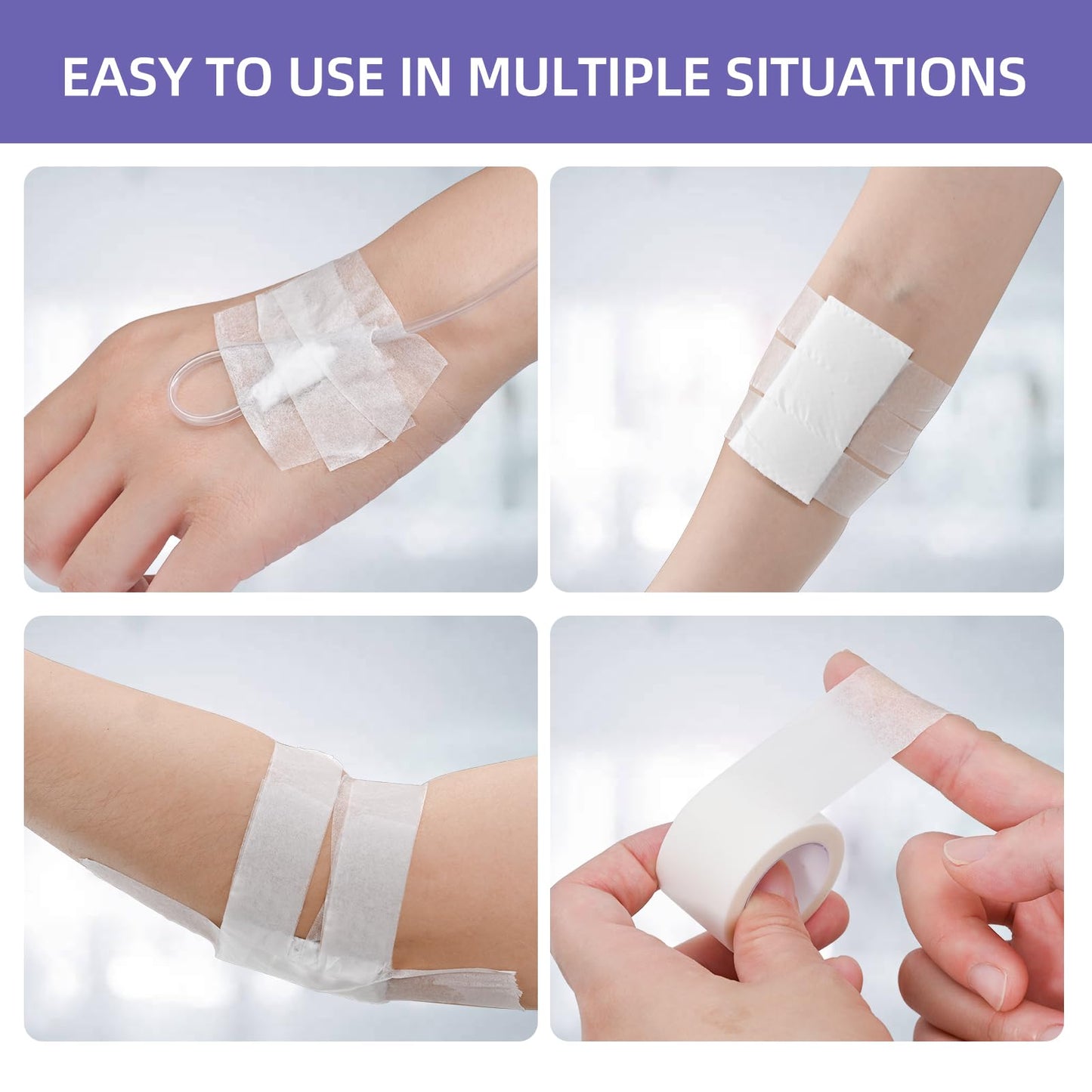 iFwevs Paper Medical Tape 10 Rolls - 1" x 10 Yards Latex-Free & Hypoallergenic Soft Paper Surgical Tape, Applicable to Surgical Tape for Skin, Dressings, Wound First Aid Tape
