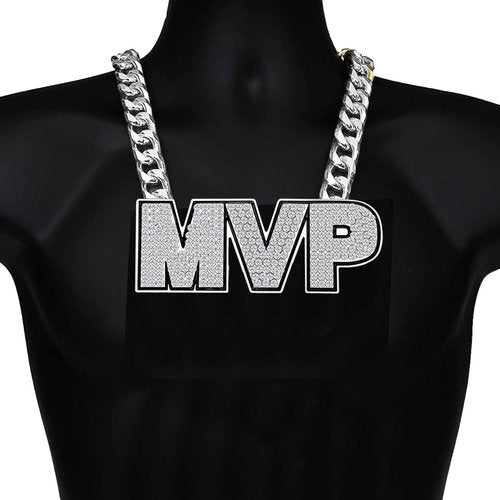 VERAMI MVP Medal, Champion MVP Chains Medal Necklace,Gold Champ Award Winner Prize Trophy Award Necklace For Adults Player Team Football Soccer Baseball Basketball Softball Fantasy Football
