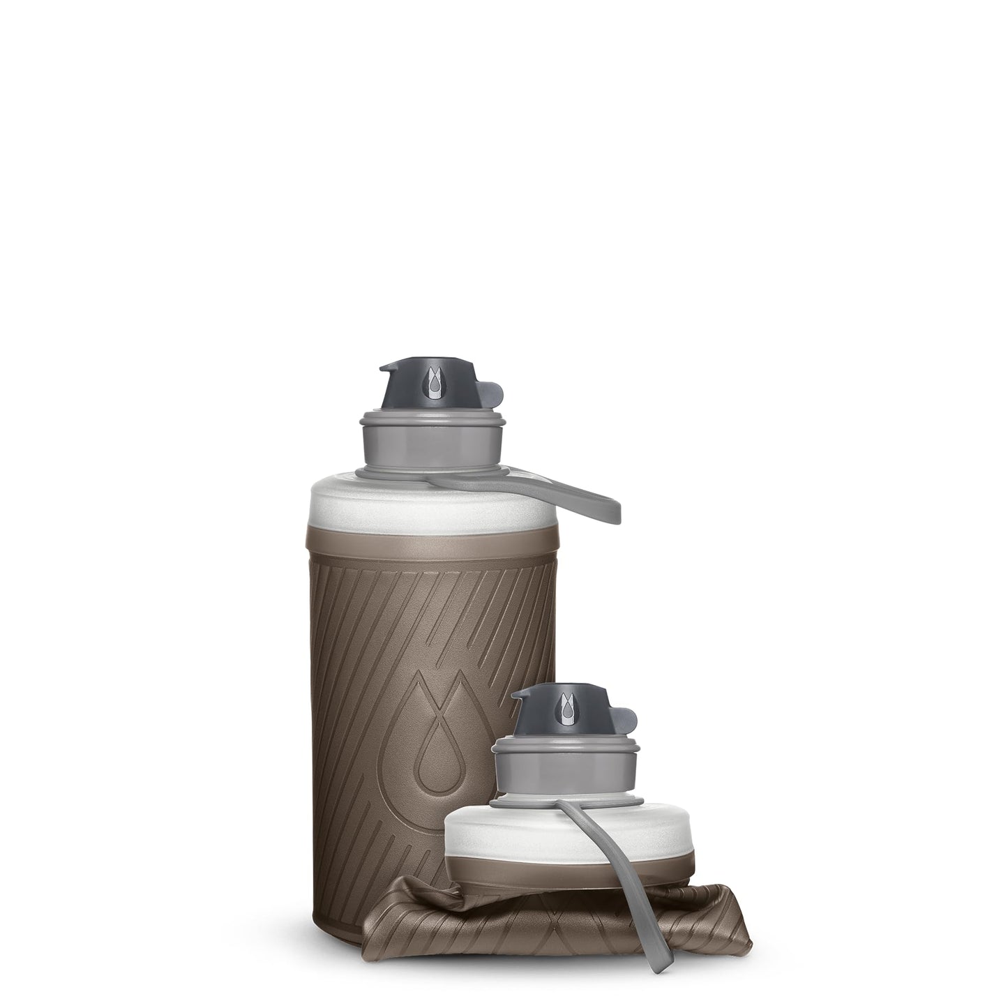 HydraPak Flux - Collapsible Backpacking Water Bottle (750ml) - BPA Free, Ultra Light, Spill-Proof Twist Cap - Mammoth Grey