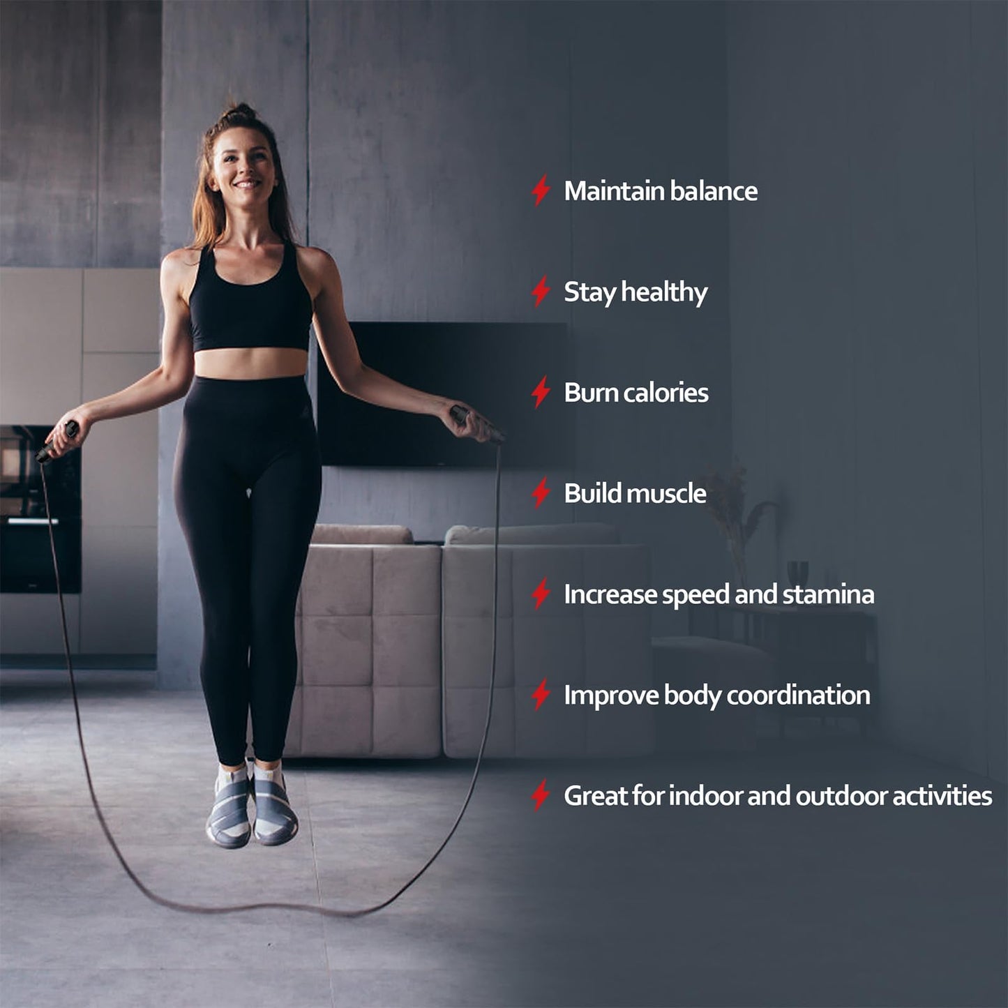 Jump Rope for Fitness, Adjustable Speed Jump Rope with Ball Bearings, Tangle-Free Skipping Rope for Women Men Kids, Durable Steel Cable with Soft Foam Handles for Cardio Workout, Weight Loss & Home Gym Exercise