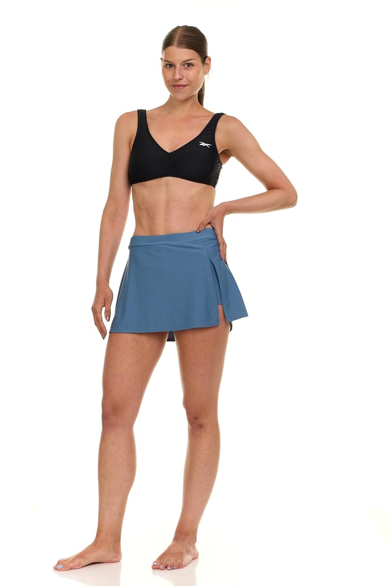 Reebok Womens Swim Skirt with Short Liner, Slate Blue Medium