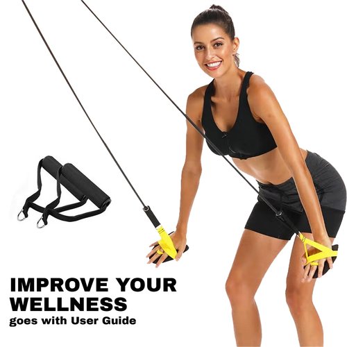 Swimming Resistance Band Set with Hand Paddles & Handles, 60 lb Training, 1.2m Stretch Cord, Black-Yellow