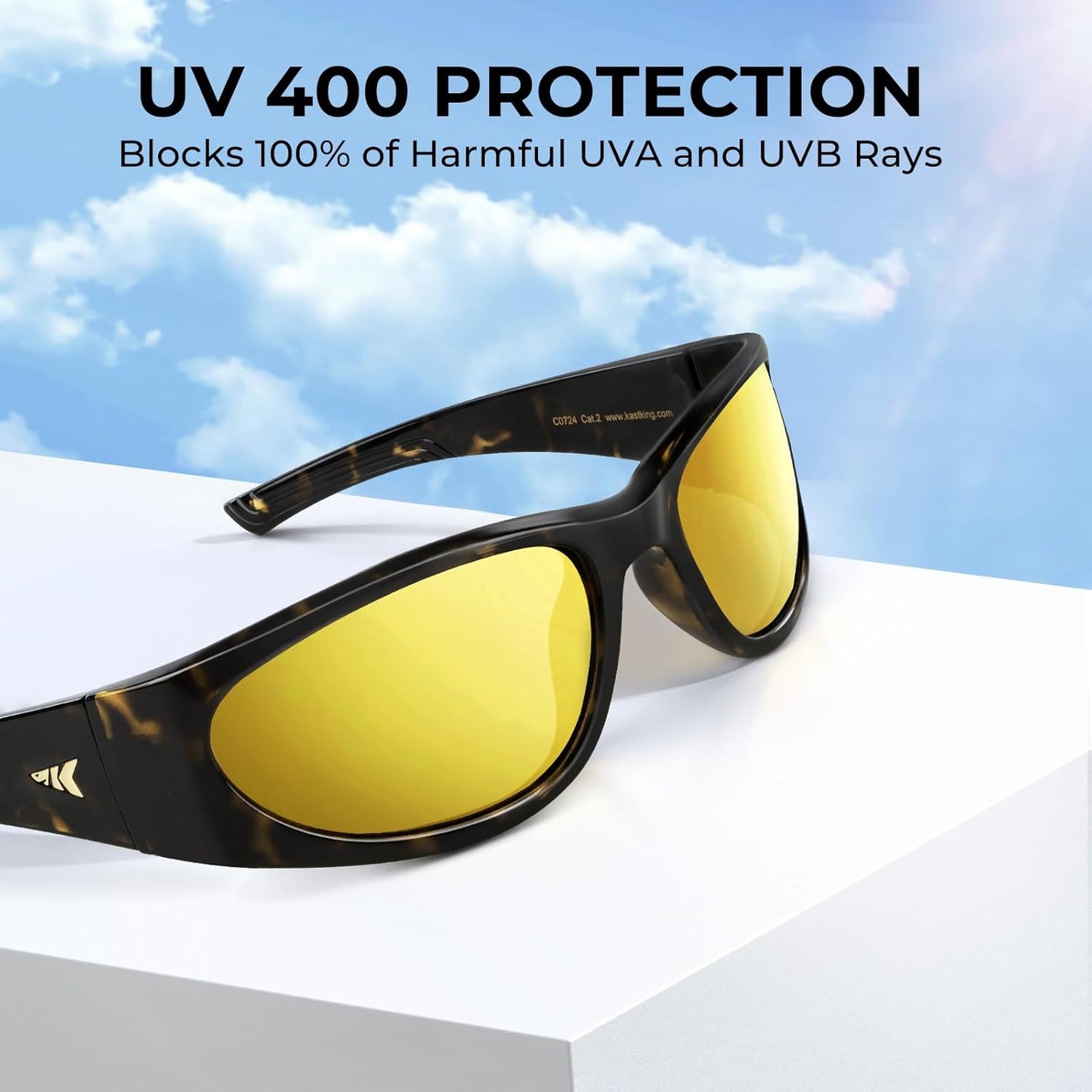KastKing Raccoon Polarized Sport Sunglasses for Men and Women, Wide Temple Wrap, Ideal for Driving Fishing Cycling Running