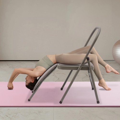 PROYONGOO Foldable Yoga Chair, Yoga Chairs for Adults with Lumbar Back Support, Yoga Auxiliary Chair Exercise Chair for Flexibility and Strength Training