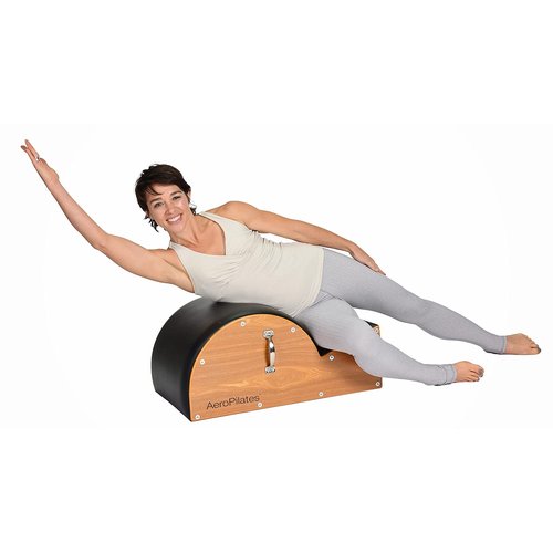 AeroPilates Stamina Products Posture Corrector Pilates Barrel with Upholstered Surface and Built In Handle for Strength Training, Wood and Black