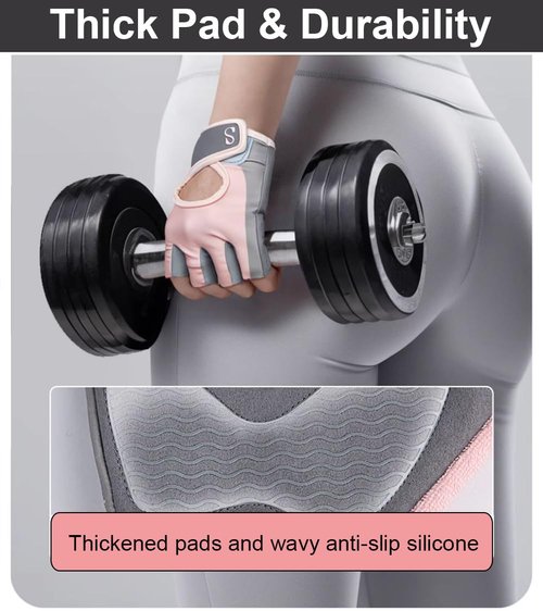 SUJAYU Gym Gloves Workout Gloves Women, Anti-Slip Breathable Gym Essentials Women for Weightlifting Cycling Training, Guantes para Gym Mujer (Medium)