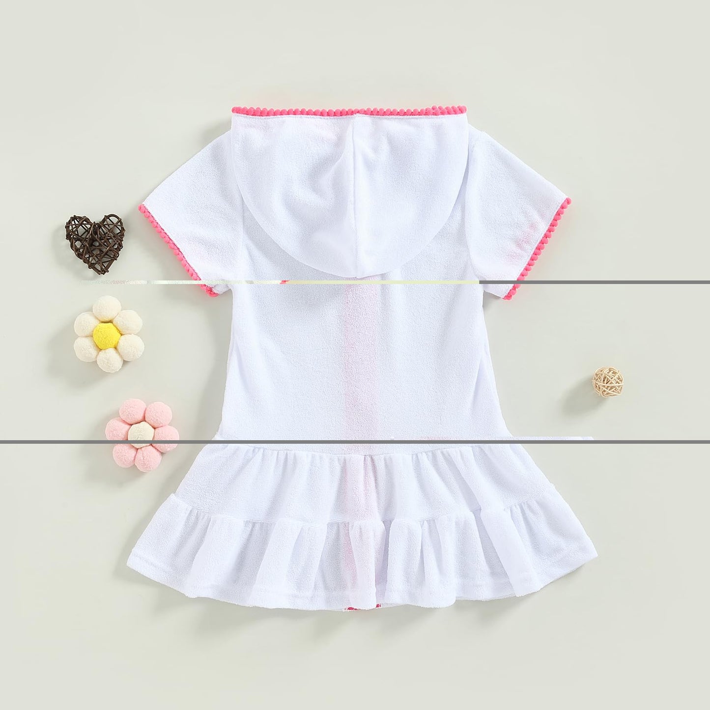 Toddler Little Girl Swim Cover Up Beach Towel Robe Bathing Suit Cover Ups Swimsuit Summer Baby Beach Essentials (White, 7-8 Years)