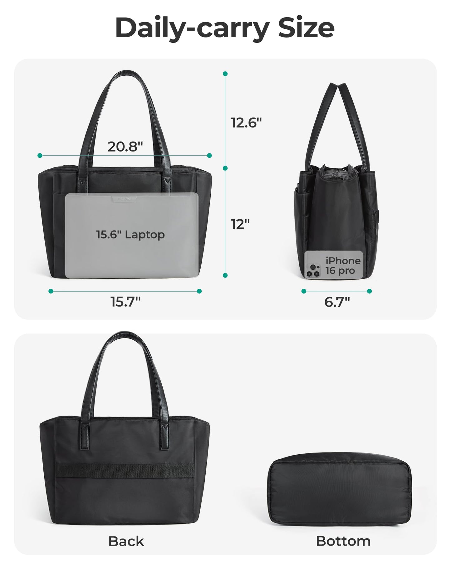 BAGSMART Tote Bag for Women Work, Large Tote Bag with Zipper Teacher Tote with Compartments, Work Tote Women's Purse Shoulder Handbag with Strap for Travel