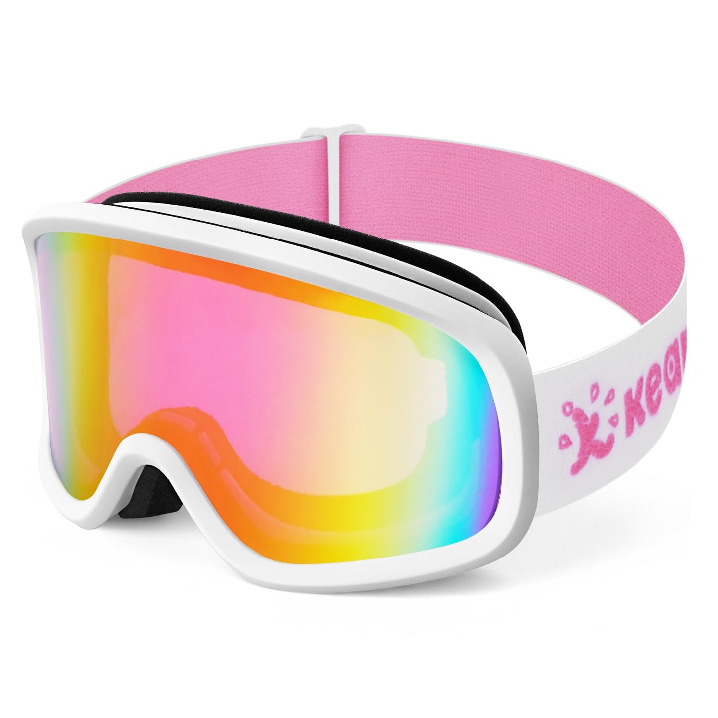 Keary OTG Ski Snow Goggles for Men Women Adults Youth Anti-fog 100%UV Protection Skiing Winter Snow Sports Goggles over Glasses Compatible With Helmet, Pink Snowmobile Goggle for Adult Snowboard Gear