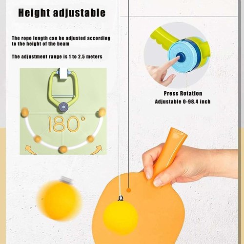 Upgraded Door Ping Pong Game Over The Door, Adjustable Doorway Game Pingpong Trainer, Hanging Table Tennis Trainer Portable Set, Indoor Ball Games Unisex (1set)