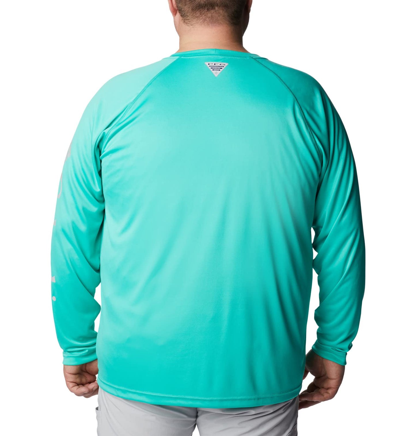 Columbia Men's Terminal Tackle Long Sleeve Shirt, Electric Turquoise/Cool Grey Logo, XX-Large