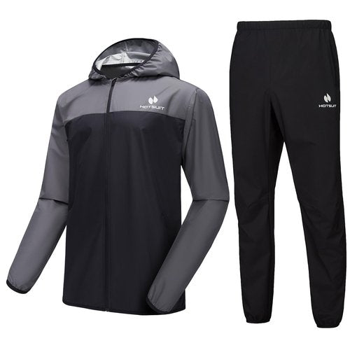 HOTSUIT Sauna Suit for Men Sweat Suits Gym Workout Exercise Sauna Jacket Pant Full Body, Gray, 2XL