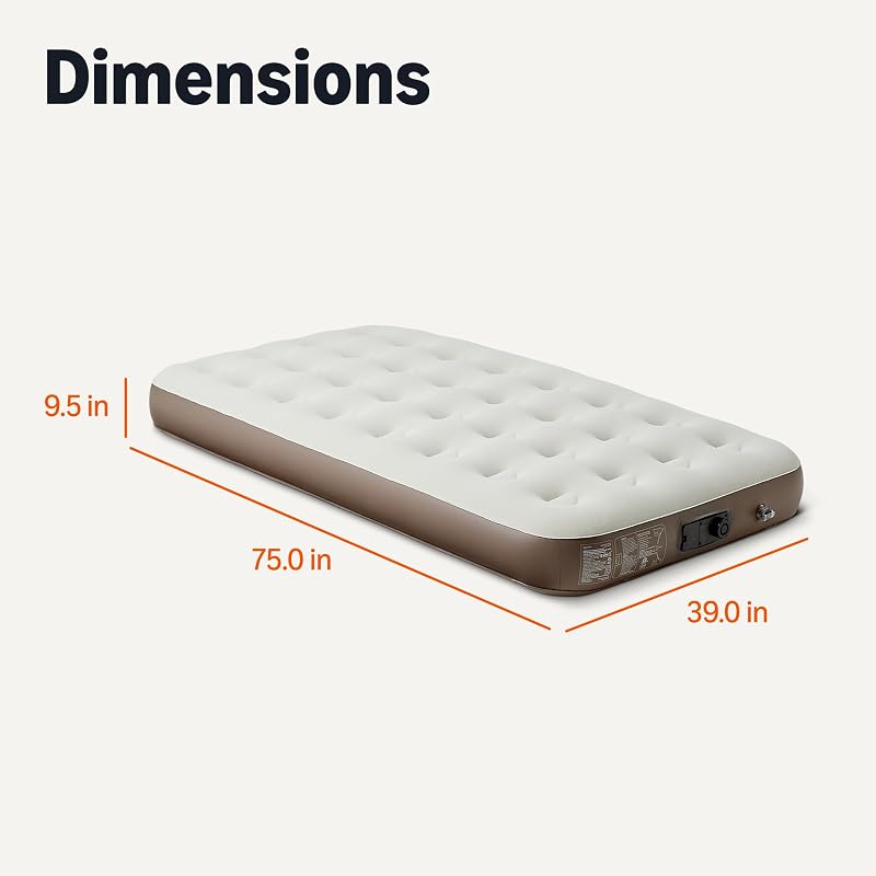 Twin Air Mattress with Built-In Electric Pump – 75 x 39 x 9 in, Supports 300 lbs, Includes Carry Bag (Amazon Basics)