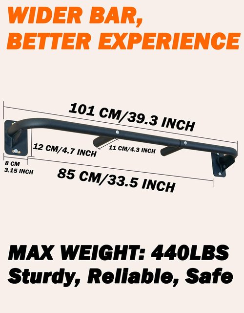 Fitarc Heavy Duty Wall Mount Pull Up Bar, Joist Mount Chin Up Bar for Doorway, Steel Construction, Home Gym Equipment