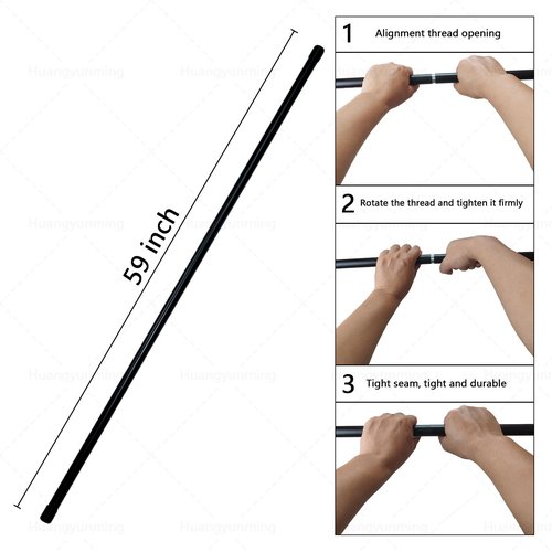 Huangyunming Yoga Stick 5 ft Sturdy Steel, Adjustable Stretching Stick for Mobility, Flexibility and Balance,Equipped with 5 steel pipes for fitness, rehabilitation, and posture (BLACK, Five steel pipes)