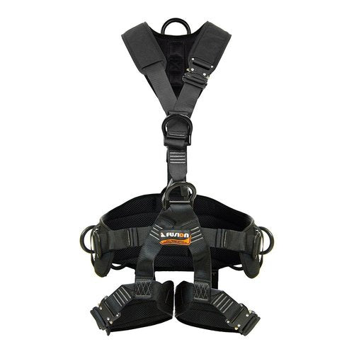 Fusion Climb Tac-Rescue, Construction Harness - Full Body Harness with 3D EVA Foam Padding, 6 D-Ring Points, and Quick-Release Steel Buckle Safety Harness OSHA & ANSI Compliant for Tree Work Rock Cl