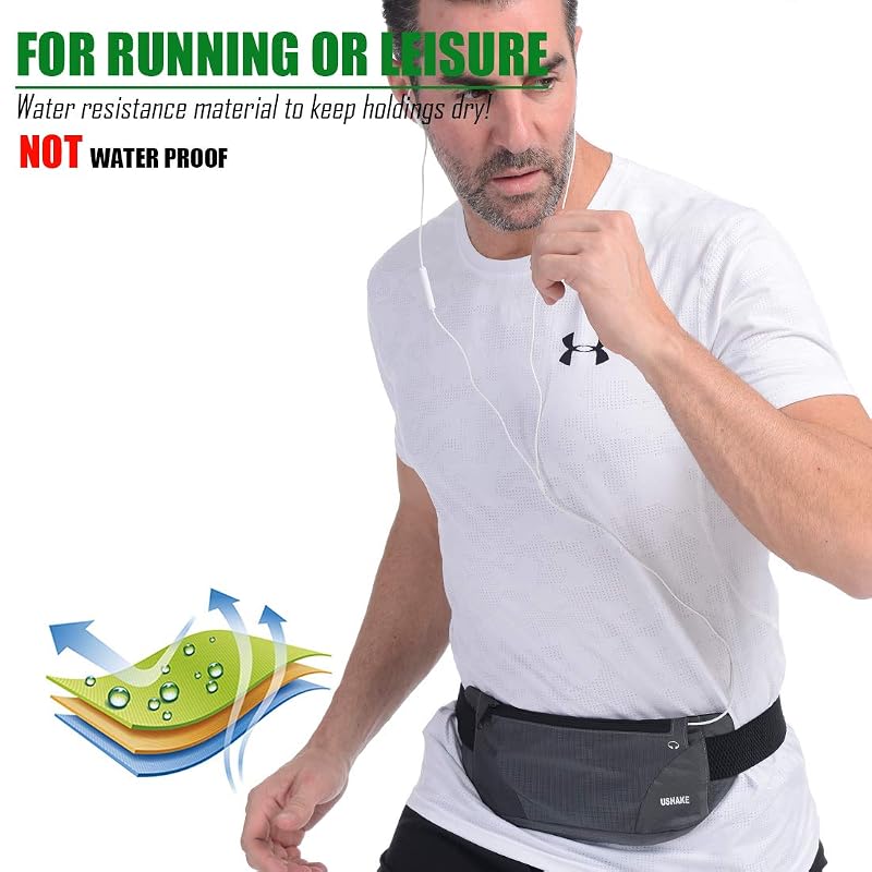 Ultra Light Running Belt for Phone - Bounce Free Waist Pack (Grey) – Fits 25.9-42 in