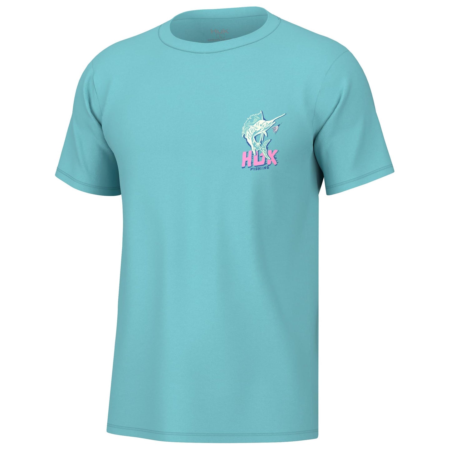 HUK Mens Fishing Graphic Tee, Performance Short Sleeve, Quick-Dry, Sail Bones - Marine Blue, Small