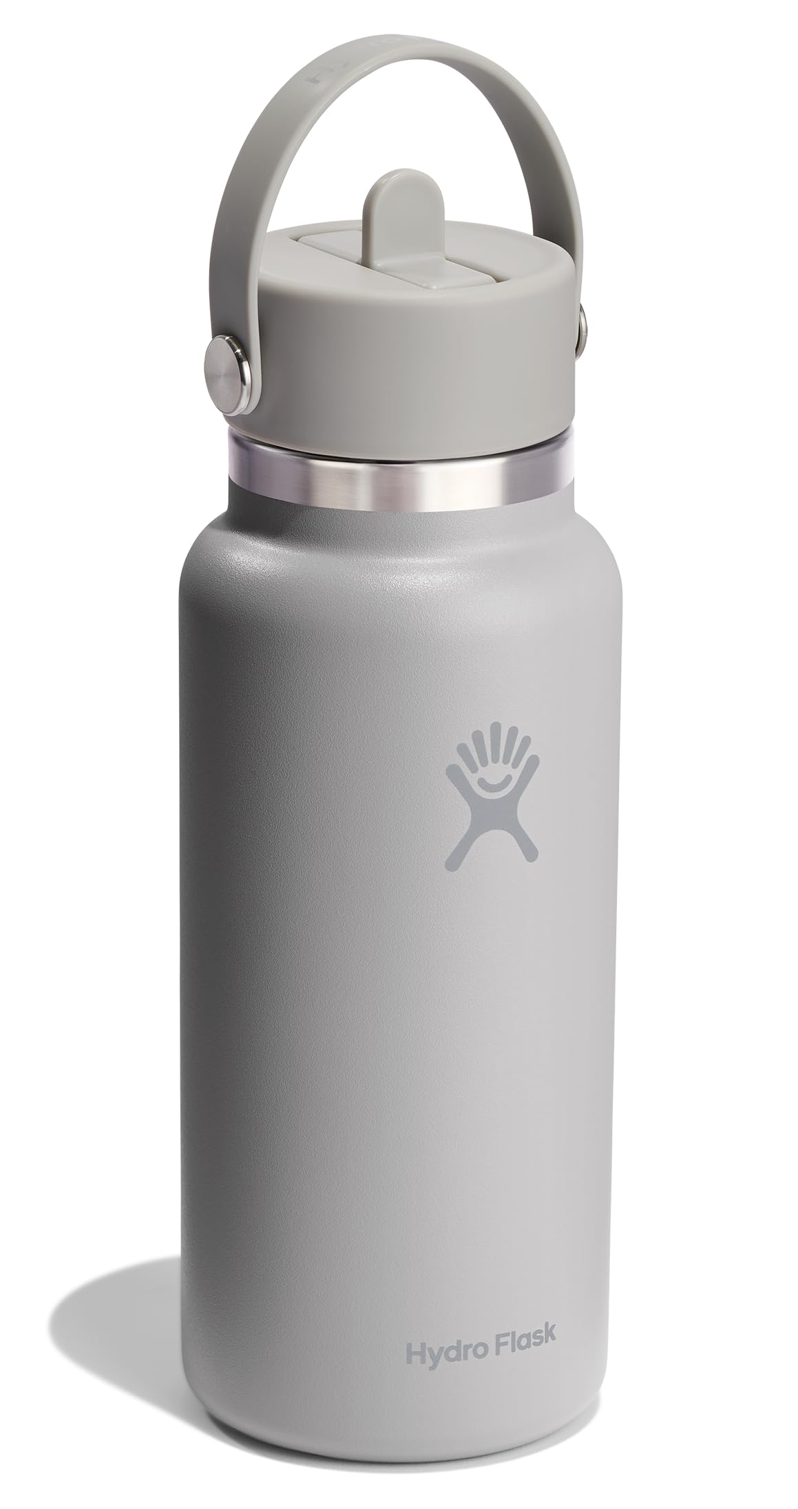 Hydro Flask Water Bottle - Insulated Stainless Steel - Wide Mouth Flex Straw Lid, Non Spill, Leakproof and Refillable in 32 Oz Tonal Birch