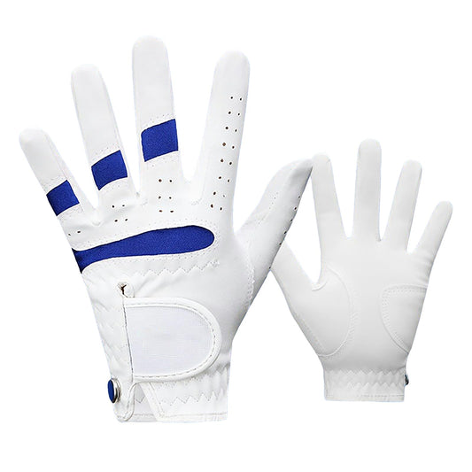 1 Pair Kids Golf Gloves, Junior Breathable Anti-Slip Golfing Sports Gloves with Ventilated Finger Holes for Boys Girls, Adjustable Fit, Left & Right Hand (White Blue, Large)