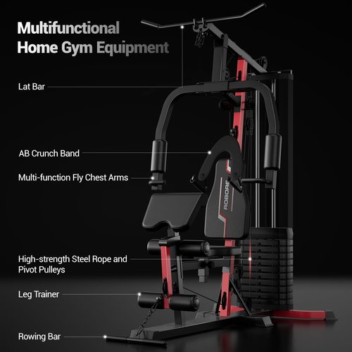 ROBORE Home Gym System with 160LB Weight Stack, Multifunctional All-in-One Workout Station, Full Body Strength Training System