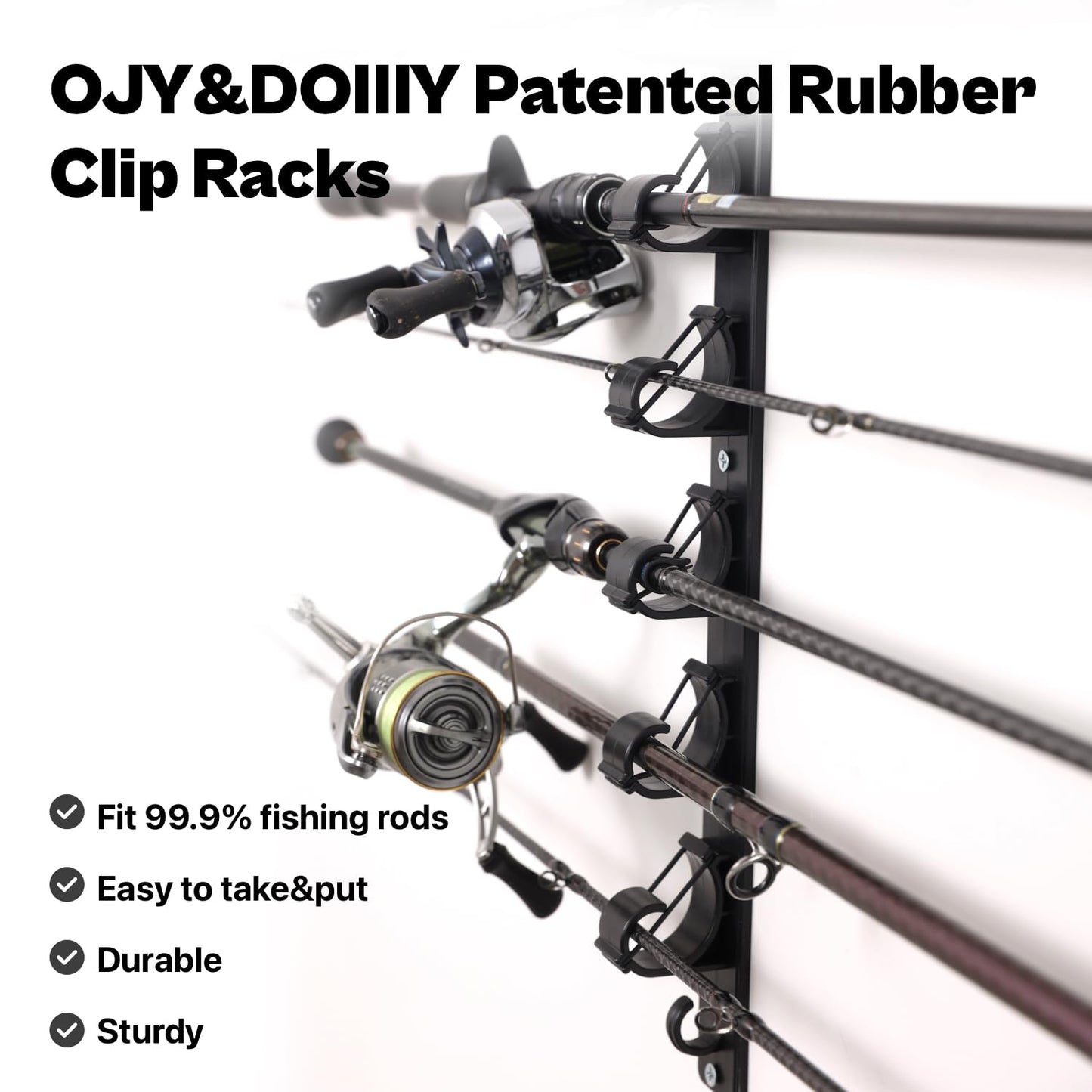 OJYDOIIIY Wall Mount Fishing Rod Holders,Horizontal/Ceiling Fishing Pole Storage Rack for Garage