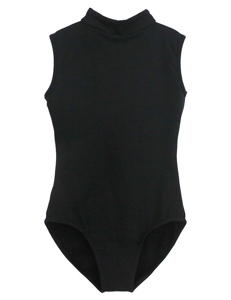 Daydance Black Leotard for Girls Women Open Back Mesh Short Sleeve Ballet Dancewear - Variation: Black-Cotton Spandex+Medium