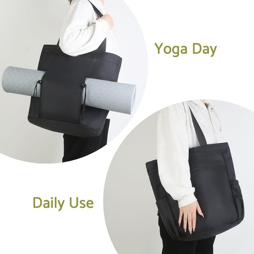 YOJOB Yoga Mat Bag Yoga Bag with Yoga Mat Carrier Carryall Shoulder Bag Reversible Tote Bag for Pilates,Office, Travel, Workout,Beach and Gym (Black)