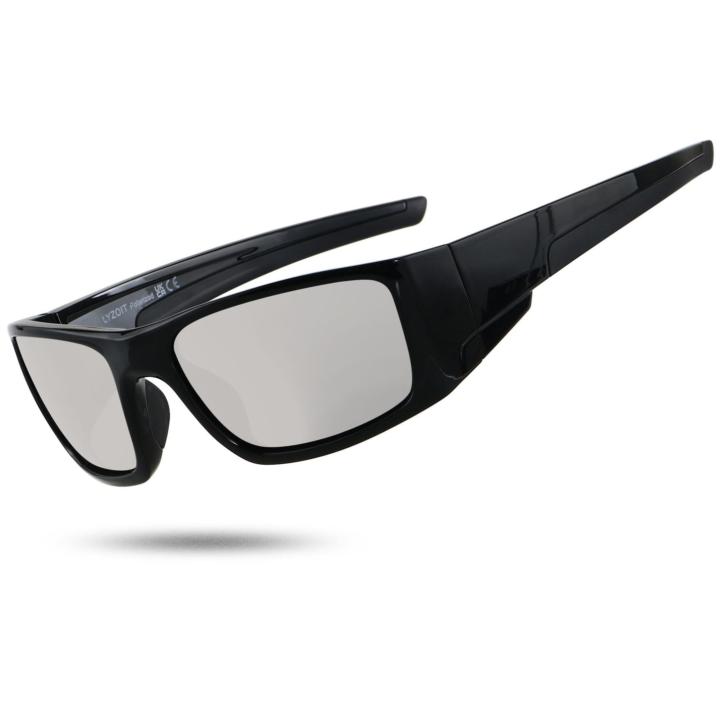 LYZOIT Polarized Sports Sunglasses for Men Women Wrap Around Unbreakable Frame Driving Fishing Cycling Running UV400 Protection Mirrored Silver