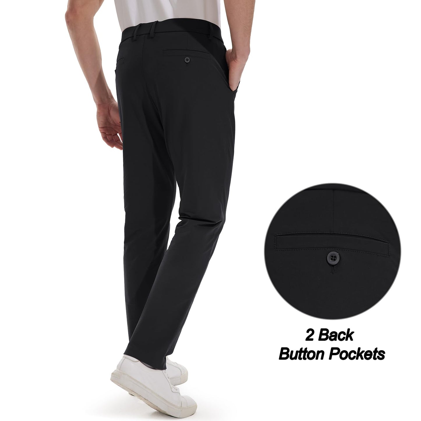 Hiwise Men's Golf Pants Stretch Dress Pants 30"/32"/34" Comfy Lightweight Casual Trousers Quick Dry Travel Pants with Pockets