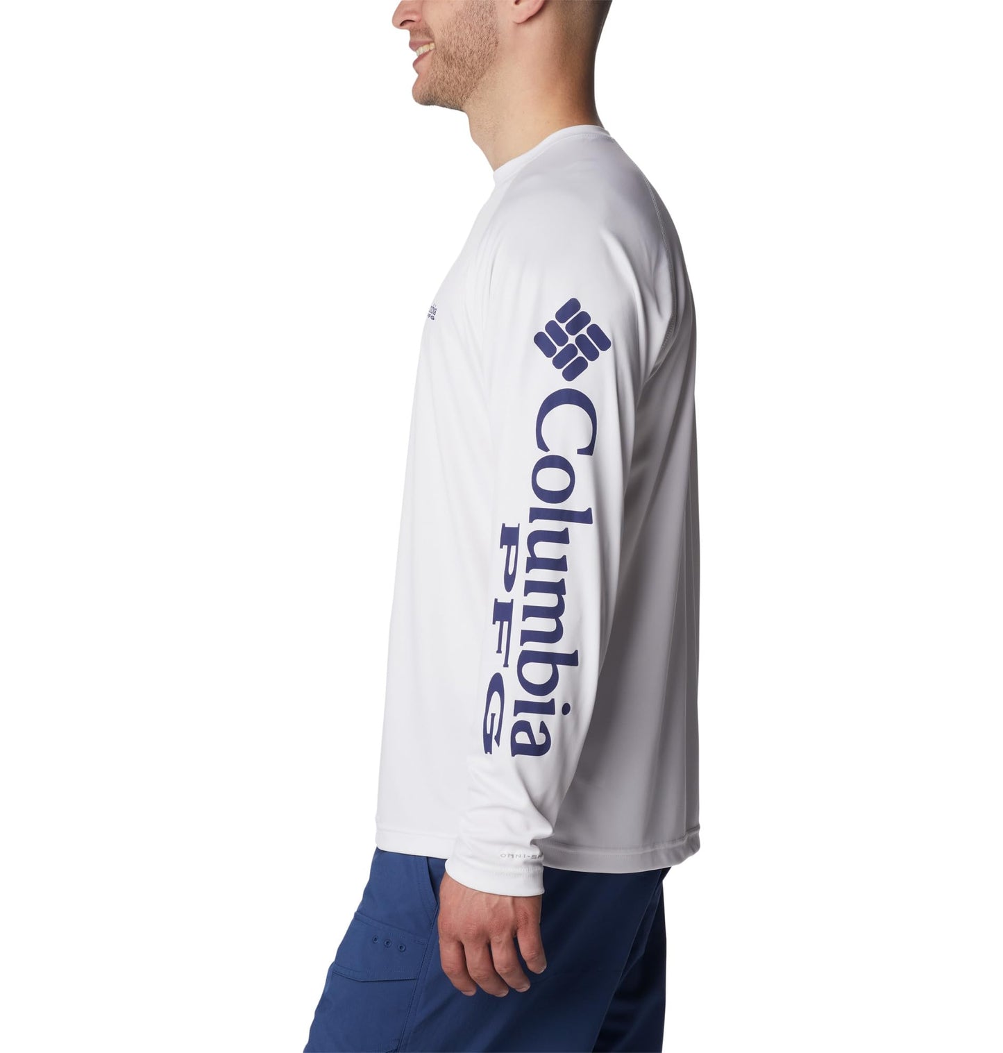 Columbia Men's PFG Terminal Tackle Long Sleeve Fishing Shirt, White/Nightshade Logo, 5X
