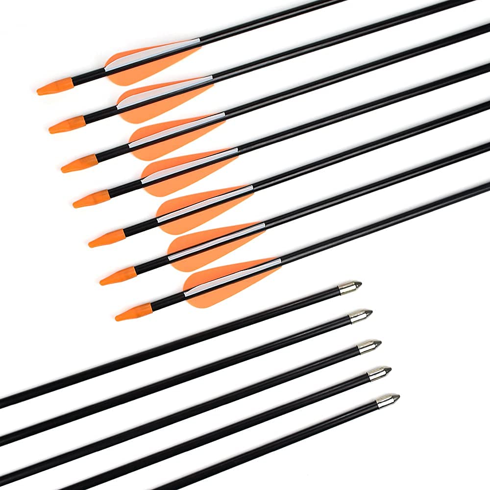 Fiberglass Practice Arrows Archery 30 Inch Target Shooting Safetyglass Recurve Bows Suitable for Youth Woman Beginner 6PCS