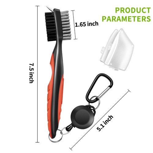 KUUKIKV 2 Pack Professional Golf Brush, Golf Brush and Groove Cleaner with Retractable Zip-line & Carabiner, Golf Club Cleaner for Golf Clubs, Golf Brush for Golf Bag, Golf Accessories for Men Golfer