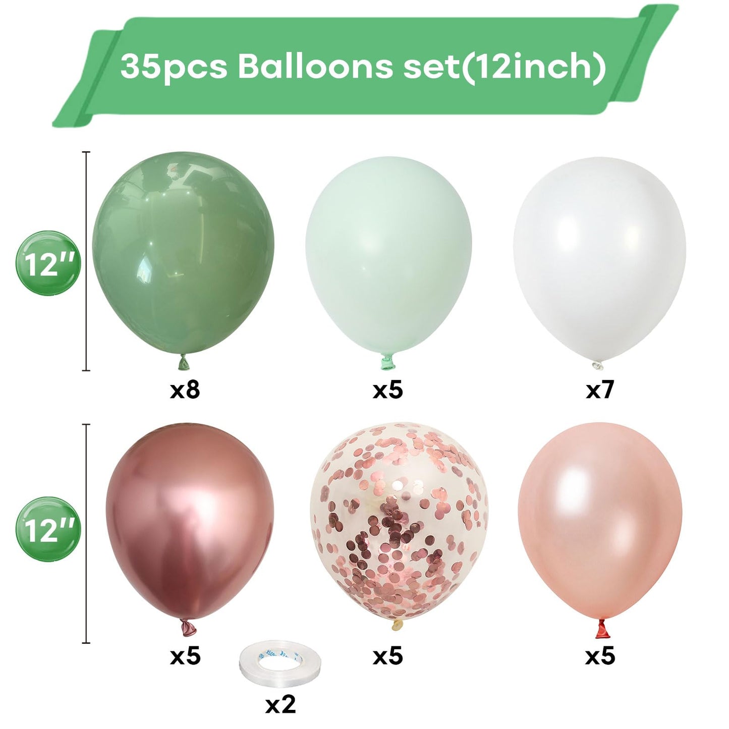 Sage Green Dusty Pink Balloon, 60 Packs 12 Inch Olive Green Retro Pink Balloon, Baby in Bloom Balloons for Girls Women Baby Shower Birthday Floral Fairy Party Woodland Party Decorations