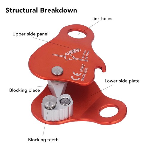 cardyven Rope Grab Ascender Riser Adjuster Fits Rope for Rocking Climbing Protection Rescue, Climbing Rope Grab Self Locking 8 13mm Climbing Rope Grab Stopper (Orange)