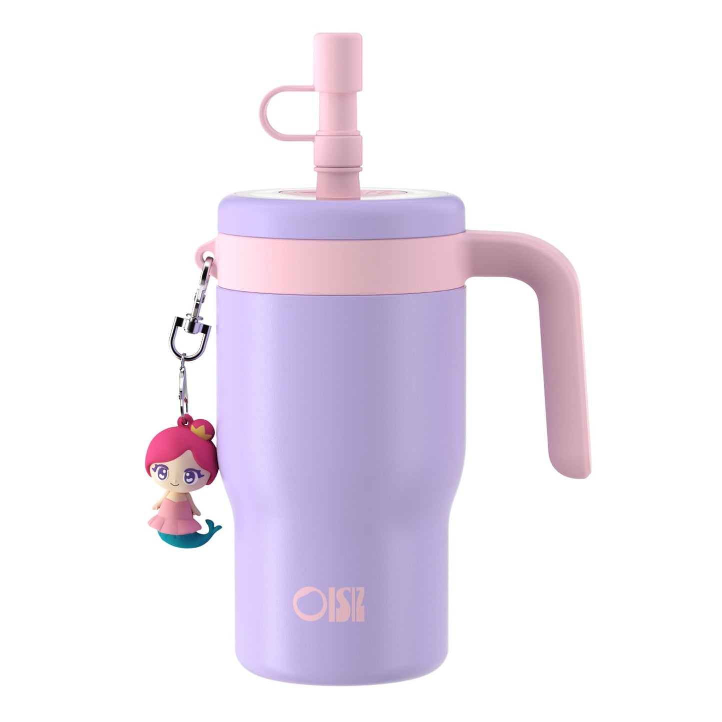 OISIZ 14oz Kids Tumbler with Straw Lid & Handle,Kids Cup with Animal Accessory for School,Kids Water Bottles with Dust-proof Cover,Leakproof Water Bottles,316 Stainless Steel,Keep Cold 24 Hours-purple