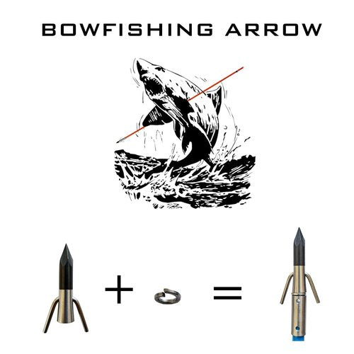 TIGER ARCHERY 34inch Bowfishing Arrows Solid Fiberglass Shaft with Broadhead for Compound Bow and Recurve Bow Fishing Arrow Archery and Hunting (Pack of 6) (White)