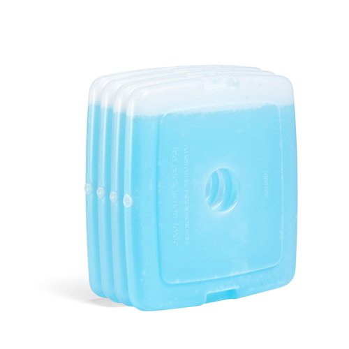 Cool Coolers by Fit + Fresh, 4 Pack Slim Ice Packs, Space Saving Reusable Ice Packs for Lunch Boxes or Coolers, Blue, Single Pack