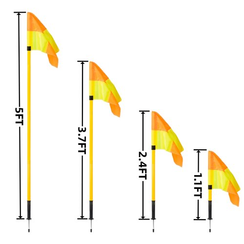 5FT Soccer Corner Flags for Soccer Field Set of 4,Soccer Flags Agility Poles Soccer Training Poles,Spring Loaded Adjustable Speed and Agility Training Equipment With Storage Bag